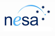 NESA logo featuring the organisation's name in blue lowercase letters with a curved arc and five stars representing the Southern Cross.